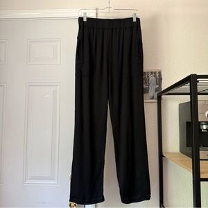 SHAINA MOTE black lyocell slim straight leg elastic waist‎ cropped pants